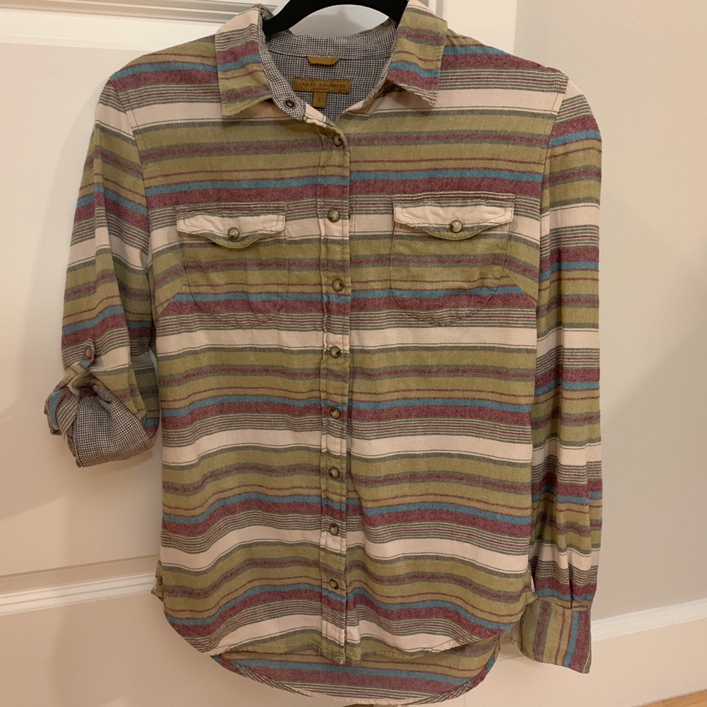 Jachs Girlfriend Flannel Stripe Button Down Shirt